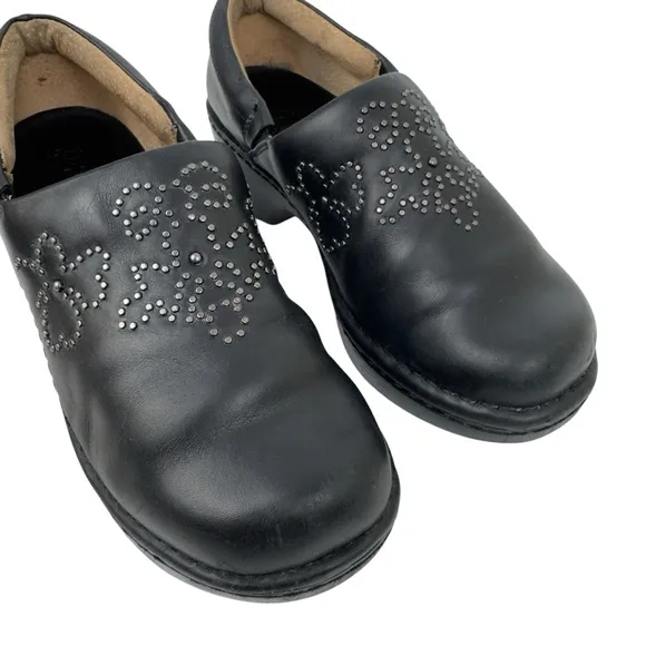 Ariat Black Leather Clog Mules Silver Embellishment Slip on Womens Size 8.5 B