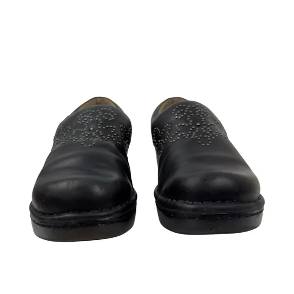 Ariat Black Leather Clog Mules Silver Embellishment Slip on Womens Size 8.5 B