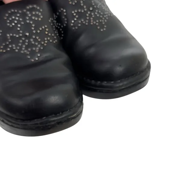 Ariat Black Leather Clog Mules Silver Embellishment Slip on Womens Size 8.5 B