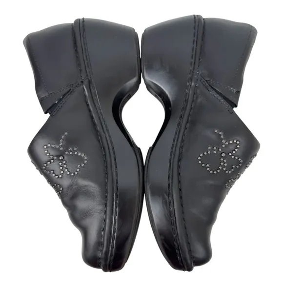 Ariat Black Leather Clog Mules Silver Embellishment Slip on Womens Size 8.5 B