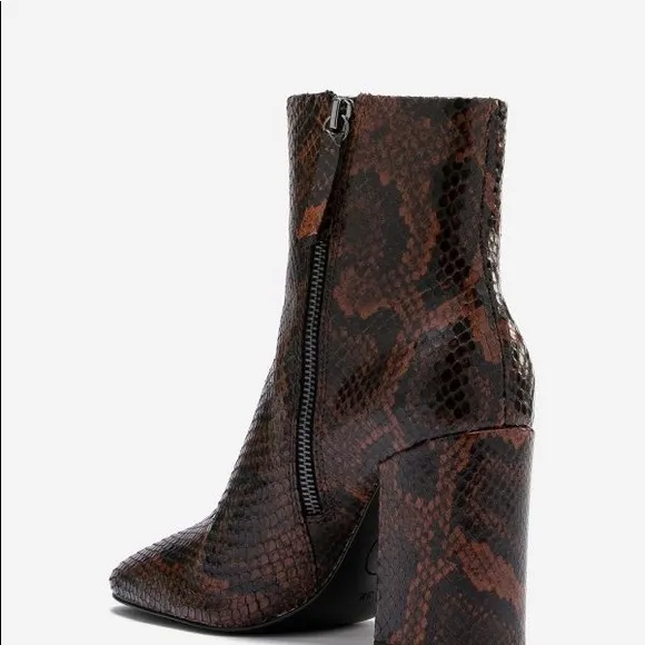 ASH JADE PYTHON LEATHER ANKLE BOOTS COGNAC NWT