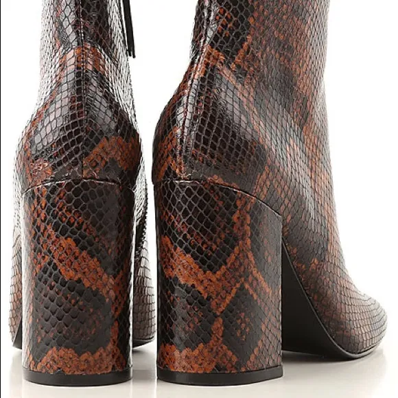 ASH JADE PYTHON LEATHER ANKLE BOOTS COGNAC NWT