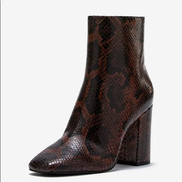 ASH JADE PYTHON LEATHER ANKLE BOOTS COGNAC NWT