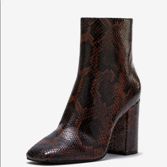 ASH JADE PYTHON LEATHER ANKLE BOOTS COGNAC NWT