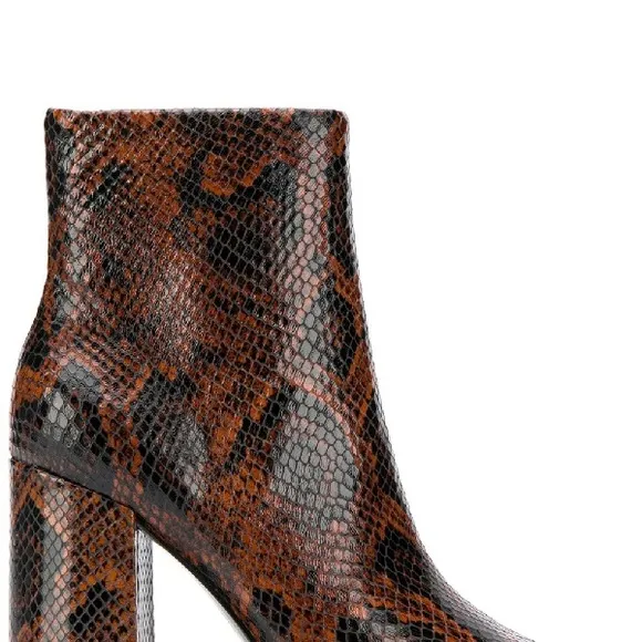 ASH JADE PYTHON LEATHER ANKLE BOOTS COGNAC NWT
