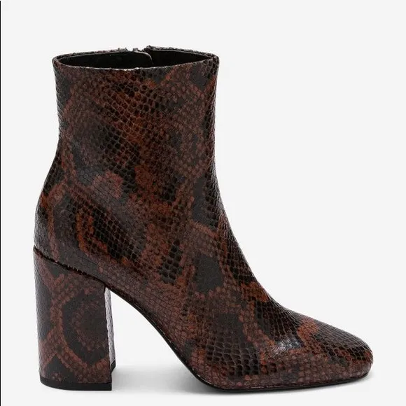 ASH JADE PYTHON LEATHER ANKLE BOOTS COGNAC NWT