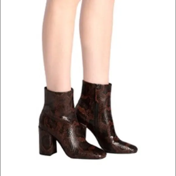 ASH JADE PYTHON LEATHER ANKLE BOOTS COGNAC NWT