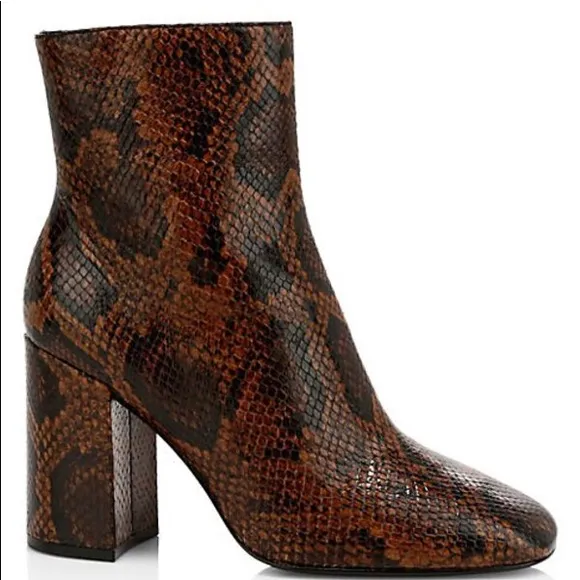 ASH JADE PYTHON LEATHER ANKLE BOOTS COGNAC NWT