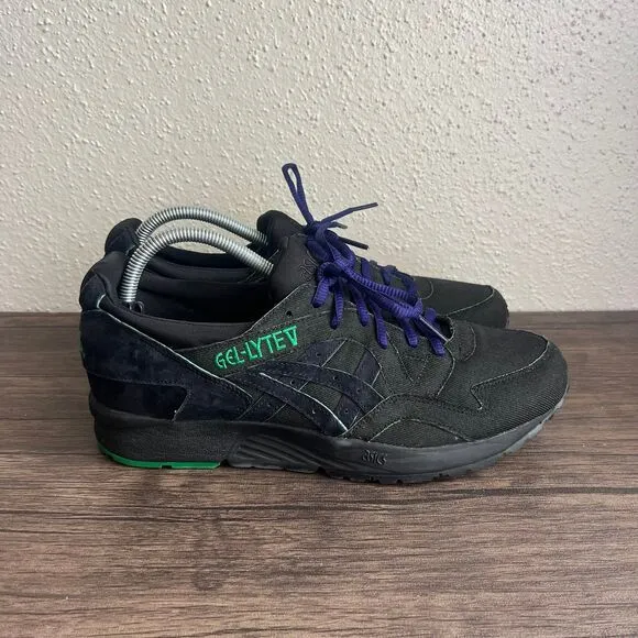 ASICS Gel Lyte 5 Black Green Athletic Casual Shoes Men’s Size 9.5‎ H7LTQ