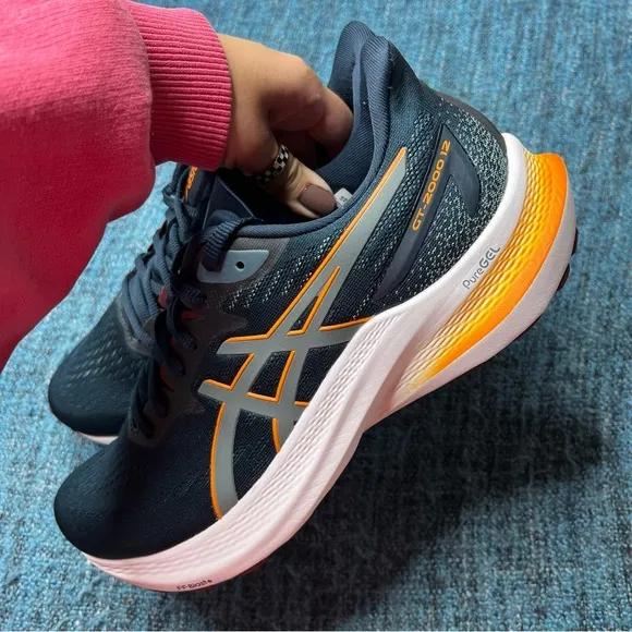 Asics GT 2000 12 Running Shoes in French Blue Foggy Blue Orange