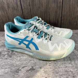 Asics Womens Gel-Resolution 8 White Lagoon Running Sneakers Shoes 1042A097 Sz 9