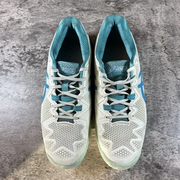 Asics Womens Gel-Resolution 8 White Lagoon Running Sneakers Shoes 1042A097 Sz 9