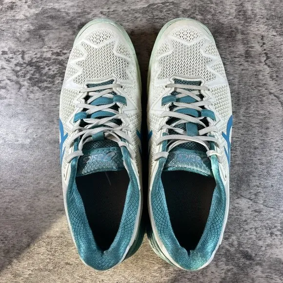 Asics Womens Gel-Resolution 8 White Lagoon Running Sneakers Shoes 1042A097 Sz 9
