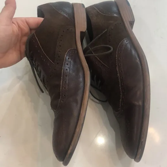 Aston Grey Collection Genuine Leather and Suede Oxford brown Men's Shoes size 12