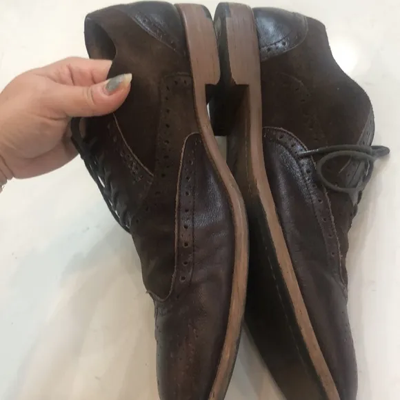 Aston Grey Collection Genuine Leather and Suede Oxford brown Men's Shoes size 12