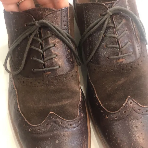 Aston Grey Collection Genuine Leather and Suede Oxford brown Men's Shoes size 12