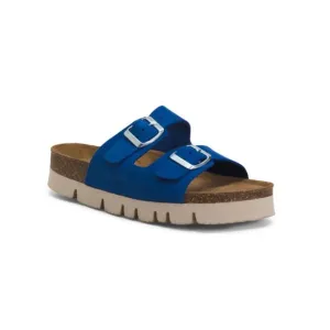 AUTENTI Blue Made In Spain Suede 2 Buckle Sandals