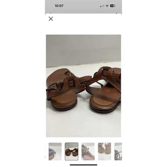 Authentic Gucci Horsebit Brown Leather Sandal Silver Buckle Size US 6.5/EU 36.5