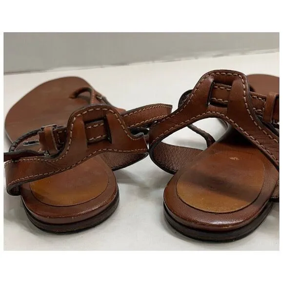 Authentic Gucci Horsebit Brown Leather Sandal Silver Buckle Size US 6.5/EU 36.5