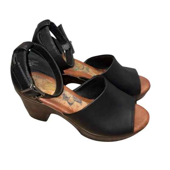B O C BY BORN Galiana Platform Sandal Black Leather size 7