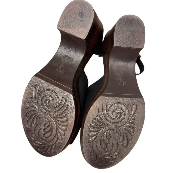B O C BY BORN Galiana Platform Sandal Black Leather size 7