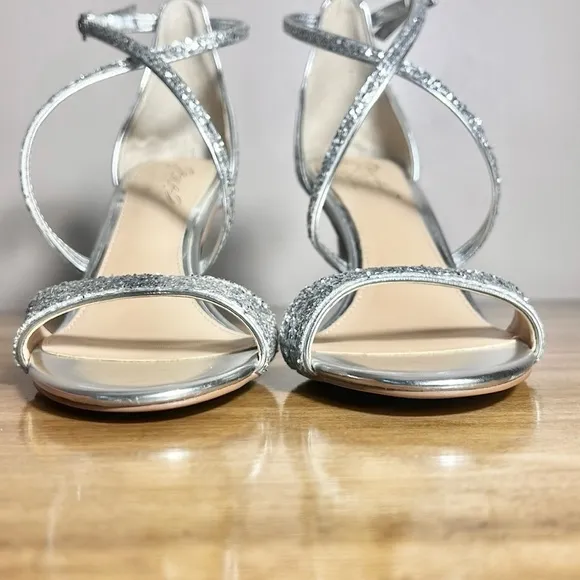 Badgley Mischka Strappy Glitter Heels