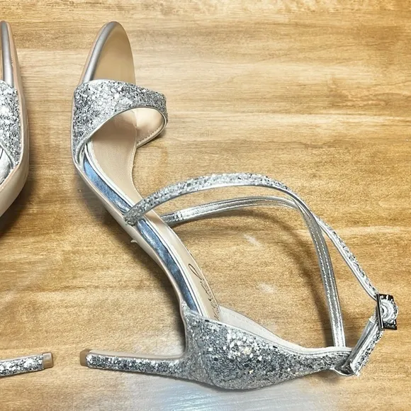 Badgley Mischka Strappy Glitter Heels