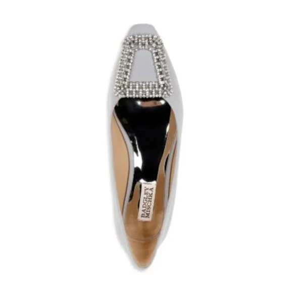 BADGLEY MISCHKA Womens Silver Emerie Pointed Toe Slip On Flats Shoes 6 M
