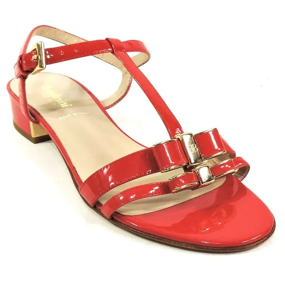 BALDININI 🇮🇹 WOMEN'S RED PATENT LEATHER COMFORT SUMMER SANDALS