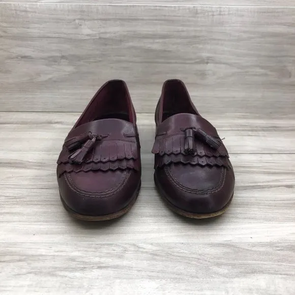 Bally Loafers Mens 8.5M Logan Burgundy Leather Slip On Tassel Shoes