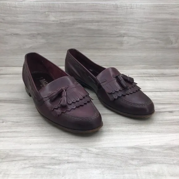 Bally Loafers Mens 8.5M Logan Burgundy Leather Slip On Tassel Shoes