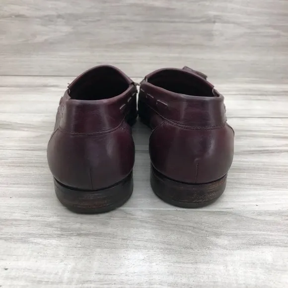Bally Loafers Mens 8.5M Logan Burgundy Leather Slip On Tassel Shoes