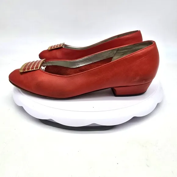BALLY Of Switzerland Shoes Women's 6.5 Heels Red Leather Vintage