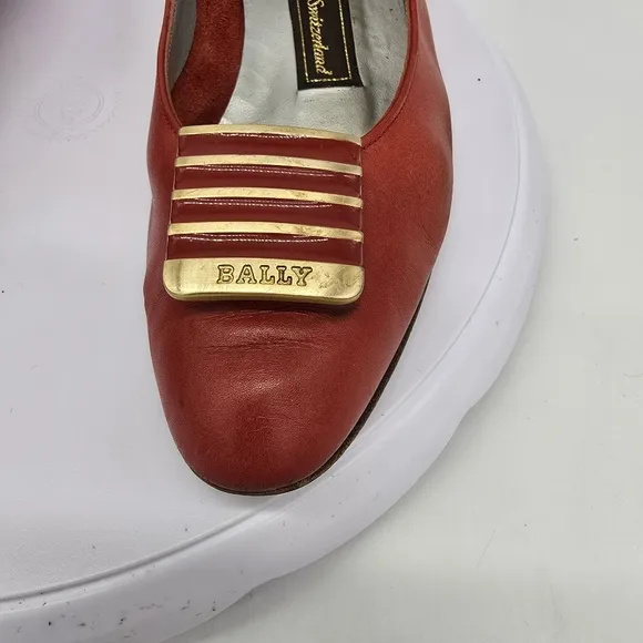 BALLY Of Switzerland Shoes Women's 6.5 Heels Red Leather Vintage