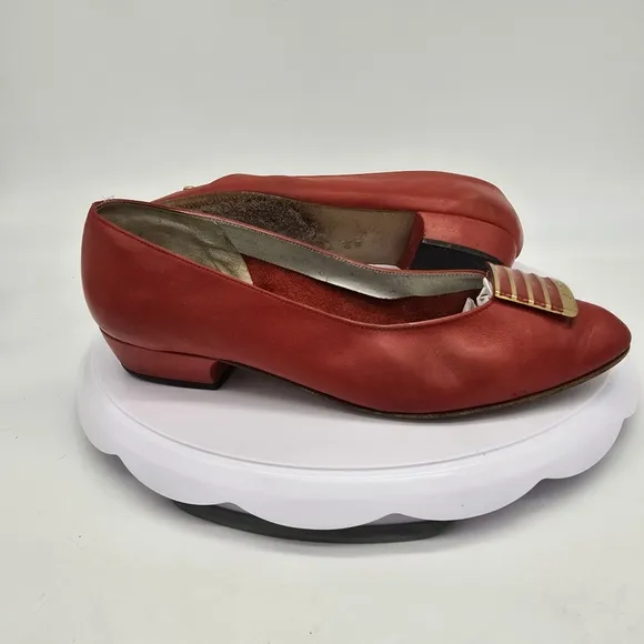 BALLY Of Switzerland Shoes Women's 6.5 Heels Red Leather Vintage