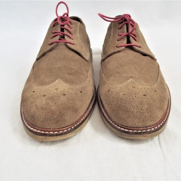 Banana Republic Men's Tan Suede Wingtip Lace-Up Brogue Oxford Shoes Size 9