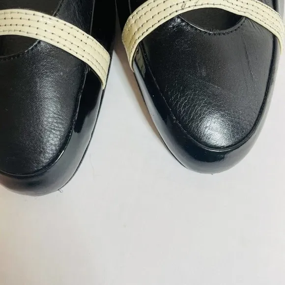 Barbara Bui Vintage heels patent leather Black Cream Brown Almond Toe Size 6