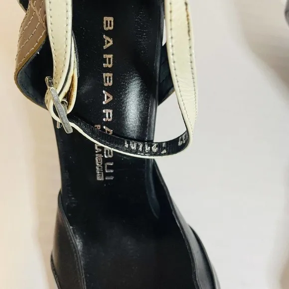 Barbara Bui Vintage heels patent leather Black Cream Brown Almond Toe Size 6