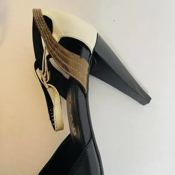 Barbara Bui Vintage heels patent leather Black Cream Brown Almond Toe Size 6