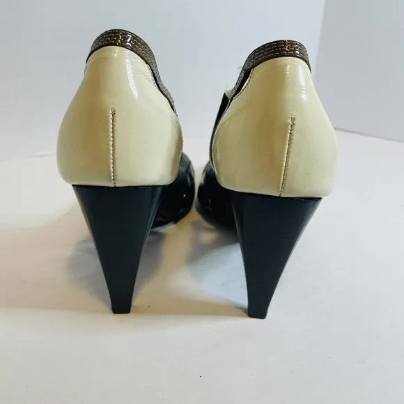 Barbara Bui Vintage heels patent leather Black Cream Brown Almond Toe Size 6