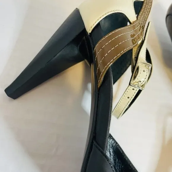 Barbara Bui Vintage heels patent leather Black Cream Brown Almond Toe Size 6