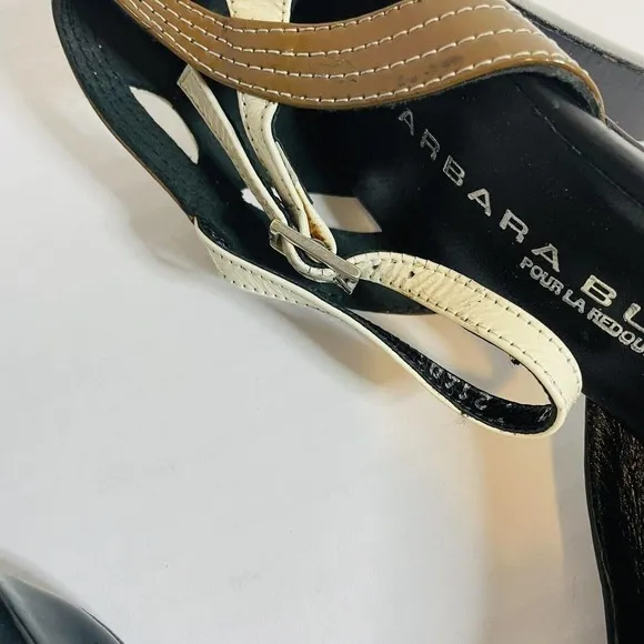 Barbara Bui Vintage heels patent leather Black Cream Brown Almond Toe Size 6