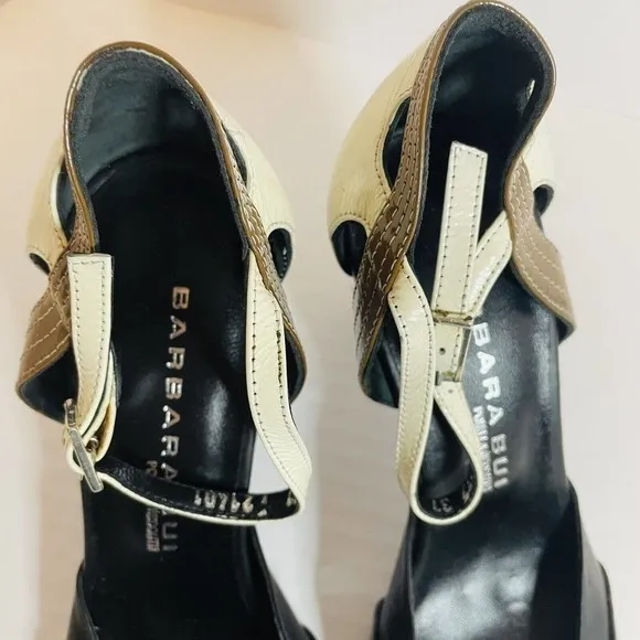 Barbara Bui Vintage heels patent leather Black Cream Brown Almond Toe Size 6