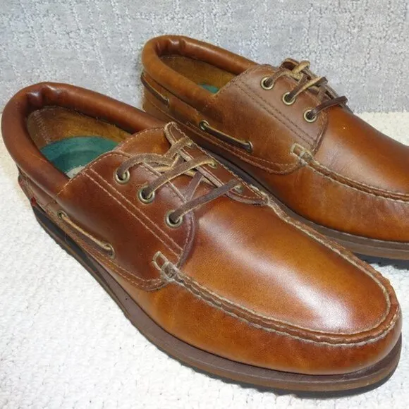 Bass Men's Size 12M Brown Leather Comfort Top Siders Deck Shoes Vibram R812