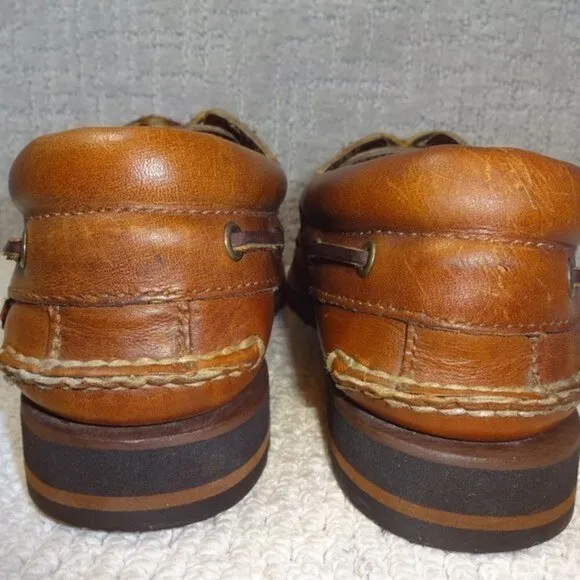 Bass Men's Size 12M Brown Leather Comfort Top Siders Deck Shoes Vibram R812