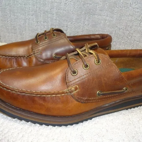 Bass Men's Size 12M Brown Leather Comfort Top Siders Deck Shoes Vibram R812