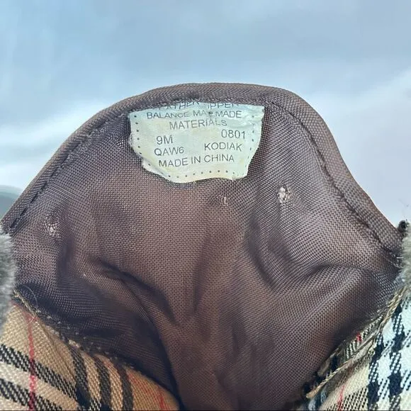 Bass Kodiak Winter Snow Duck Boots Nu Buck Faux Fur Trim Plaid Lining 9M