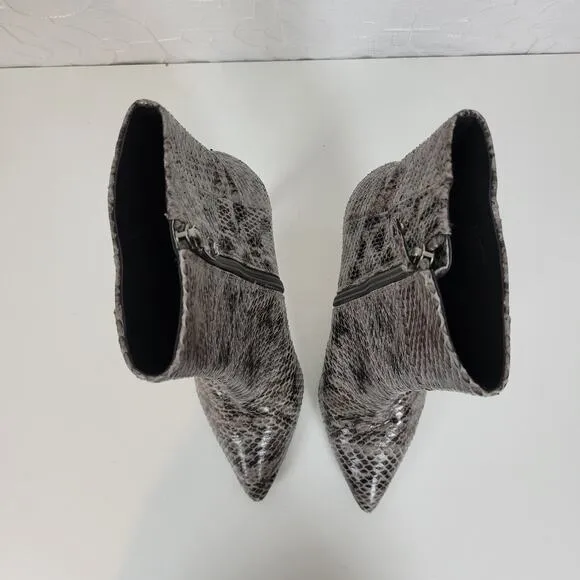 BCBGMaxAzaria Ava Womens Boots Size 8.5 Gray Snakeskin Leather Ankle Booties