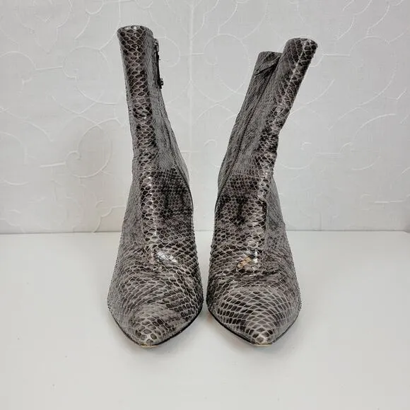 BCBGMaxAzaria Ava Womens Boots Size 8.5 Gray Snakeskin Leather Ankle Booties