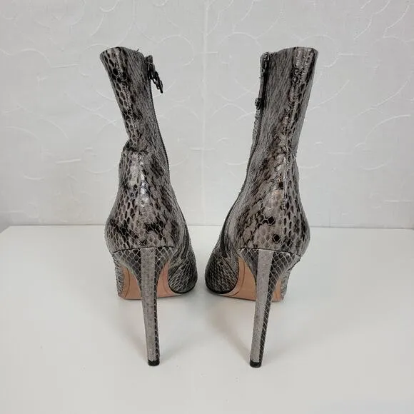 BCBGMaxAzaria Ava Womens Boots Size 8.5 Gray Snakeskin Leather Ankle Booties